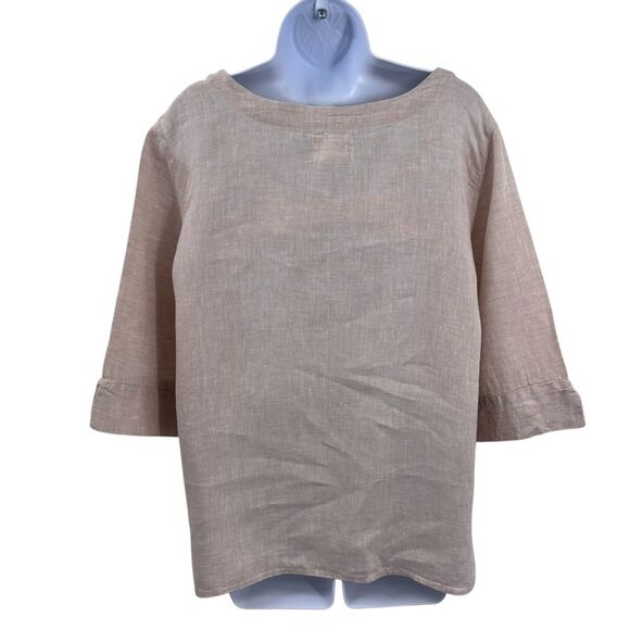 Andrea Jovine 100% Linen Women Size Beige Top Sz. L Minimalist - Picture 3 of 9